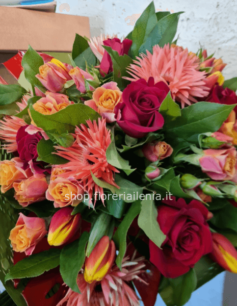 Bouquet rose gerbere e tulipani