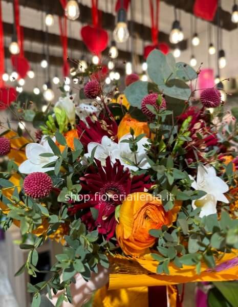 Bouquet gerbere fresie ranuncoli