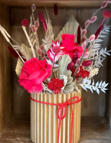 Box di fiori secchi e stabilizzati (due rose stabilizzate)